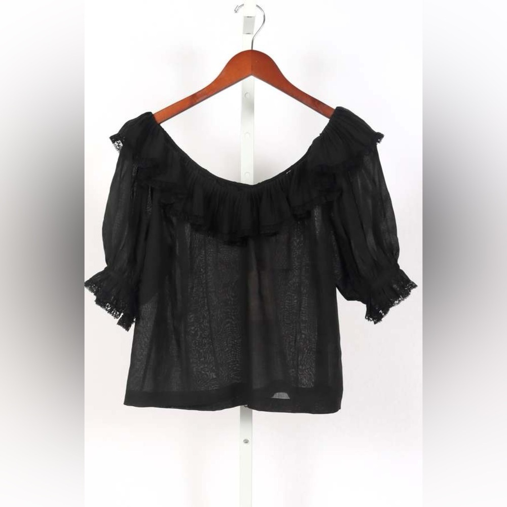 Doen Black Samara Ruffled Blouse
